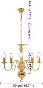 Lustre de 5 lâmpadas E14 dourado