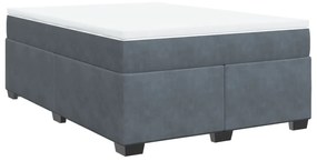 Cama com molas/colchão 140x190 cm veludo cinzento-escuro