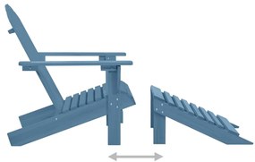 Cadeira Adirondack para jardim com otomano abeto maciço azul