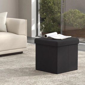 Banco com espaço de arrumação em veludo 38 x 38 x 38 cm preto