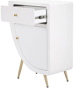 MESA DE CABECEIRA VENUS 60X32X79 CM BRANCA E DOURADA