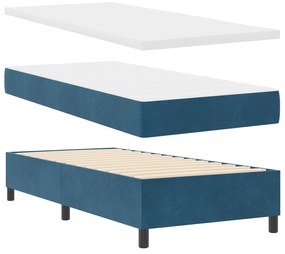 Cama Box com Colchão vidaXL Azul Escuro 100x200 cm Velvet