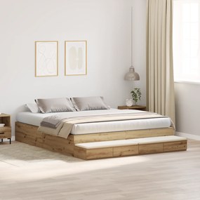 Cama Armazenamento Carvalho Artisan 180x200 cm