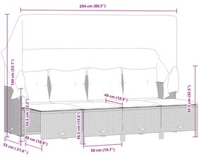 5 pcs conjunto de sofás p/ jardim com almofadões vime PE bege