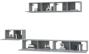 Conjunto móveis de TV 5 pcs madeira processada sonoma cinza