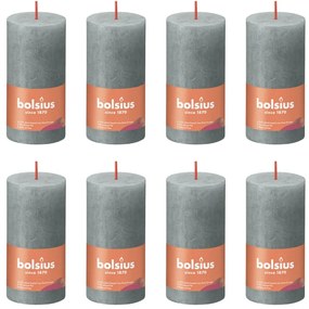 440804 Bolsius Velas rústicas cilíndricas Shine 8pcs 100x50mm verde eucalipto