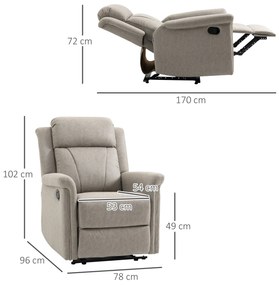 Poltrona Relax Reclinável até 135º com Apoio para os Pés Encosto Alto 78x96x102 cm Cinza