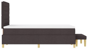 Cama Box Spring com Colchão e Banco Castanho Escuro 120x200 cm Tecido