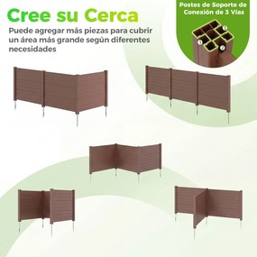 Conjunto com 3 painéis e privacidade para exterior e estacas metálicas 122 x 95 cm, em formato reto ou em U; cobertura para caixote do lixo, Castanho