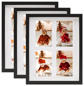 332746 vidaXL Molduras 3D 3 pcs 28x35 cm para foto de 4x(10x15 cm) preto
