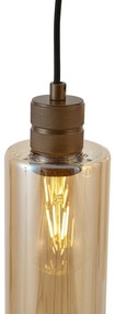 Candeeiro suspenso Hotel Chic bronze escuro com vidro âmbar 5 luzes - Stavelot Chique de hotel