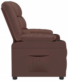 Poltrona reclinável couro artificial castanho