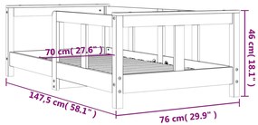 Estrutura de cama infantil 70x140 cm pinho maciço