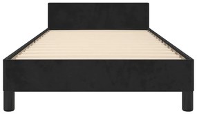 Estrutura cama c/ cabeceira sem colchão veludo 90x190 cm preto