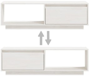 Móvel de TV 110x30x33,5 cm madeira de pinho maciça branco