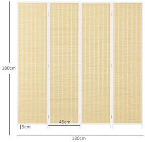 Biombo de 4 Painéis Dobrável 180x180 cm Separador de Ambientes Divisor