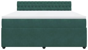 Cama com molas/colchão 180x200 cm veludo verde-escuro