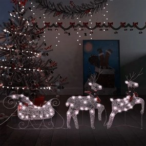 289977 vidaXL Decoração de Natal renas/trenó de exterior 60 luzes LED dourado