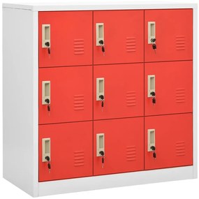 Cacifos 2 pcs 90x45x92,5 cm aço cinzento-claro e vermelho