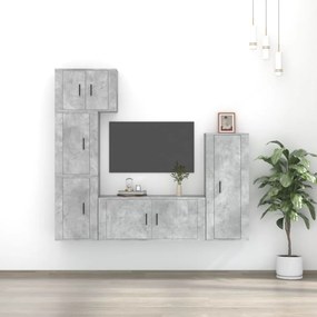 vidaXL Conjunto móveis de TV 5 pcs madeira processada cinzento cimento