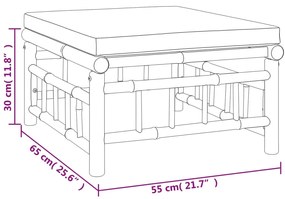 4 pcs conjunto lounge de jardim bambu c/ almofadões branco nata