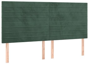 Cabeceira de cama c/ LED veludo 160x5x118/128 cm verde-escuro