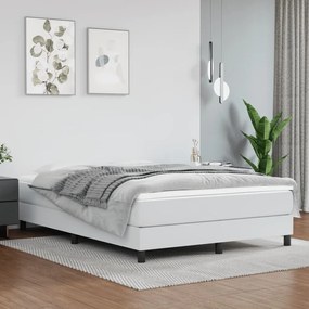 Cama com molas/colchão 140x190 cm couro artificial branco