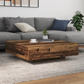 Mesa de Centro vidaXL com Luzes LED Madeira Antiga 100x100x31 cm