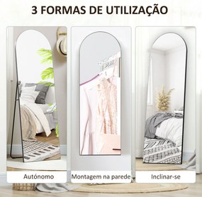 Espelho de Pé 150 x 50 cm Independente, Encostado ou de Parede, Sem Moldura, Preto