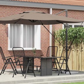 vidaXL Parasol Roma Cinzento-acastanhado Largo Poliéster & Aço