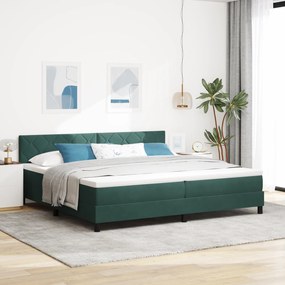 Cama Box com Colchão vidaXL Verde Escuro 200x200 cm Veludo