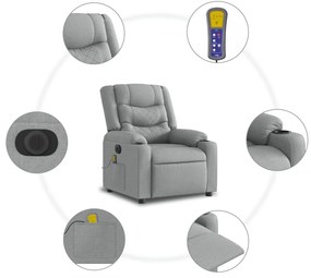 Poltrona de massagens reclinável elétrica tecido cinzento-claro