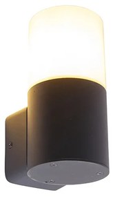 Candeeiro de parede exterior moderno preto com cúpula opala IP44 - Odense Moderno