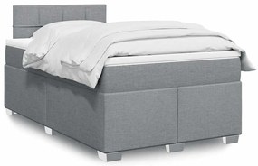 Cama boxspring com colchão 120x190 cm tecido cinzento-claro