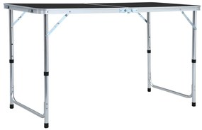Mesa de campismo dobrável 120x60 cm alumínio cinzento