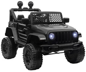 Jipe Elétrico para Crianças com Bateria de 12V 2 Motores Controlo Remoto 2,4G Faróis Buzina Velocidade Ajustável 100x65x72 cm Preto