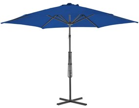 Guarda-sol de jardim com poste de aço 300x230 cm azul