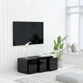 Móvel de TV 80x34x30 cm derivados de madeira preto brilhante