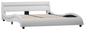 Estrutura de cama com LED 140x200 cm couro artificial branco