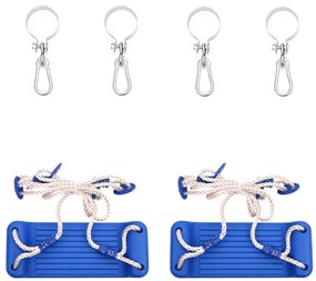 Assentos de baloiço com cordas 2 pcs 38x16 cm PE azul