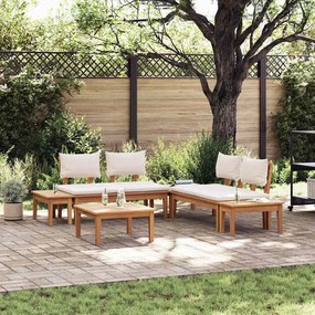 vidaXL Conjunto de Bancos de Jardim com cortinas 3 pcs Marrom e Creme