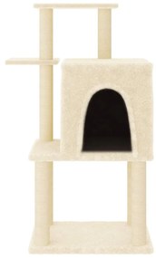 Árvore p/ gatos c/ postes arranhadores sisal 97 cm cor creme