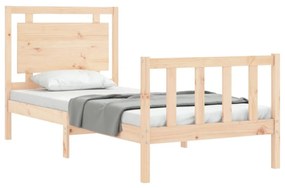 Estrutura de cama com cabeceira 90x190 cm madeira maciça