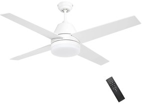 HOMCOM Ventoinha Teto Luz 46W Ø129 cm 4 Lâminas Reversíveis Controlo Remoto 6 Velocidades Temporizador Eficiente Branco | Aosom Portugal