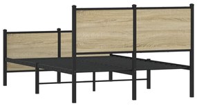 Estrutura de cama sem colchão 120x190 cm metal carvalho sonoma