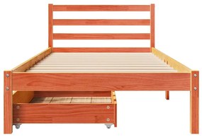 Cama sem colchão 75x190 cm madeira de pinho maciça castanho-mel