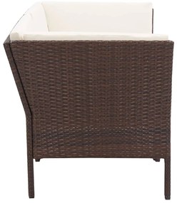 Conjunto lounge jardim c/ almofadões 6 pcs vime PE castanho