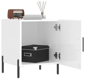 Mesa cabeceira 2pcs 40x40x50cm deriv. madeira branco brilhante