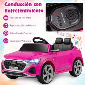 Carro elétrico para crianças Audi SQ8 licenciado de 12 V  com controlo remoto Buzina Luzes LED Música 3 velocidades Arranque suave Rosa