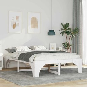vidaXL Estrutura de cama de chão Branco Madeira de pinho maciça